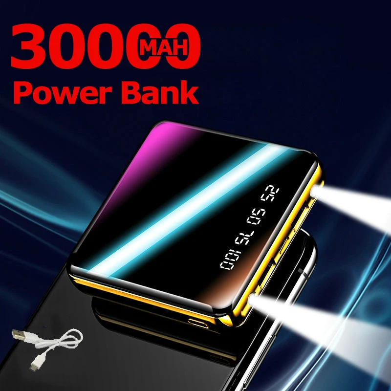 Мини Внешний аккумулятор 30000 мАч портативное зарядное устройство для Iphone Samsung