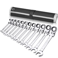 key wrench socket set flex head combination ratcheting wrench set metric standard chrome vanadium kit car repair tools set