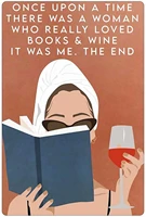 metal tin sign there was a woman who really loved books and wine books metal tin sign metal tin sign wall decorationbar