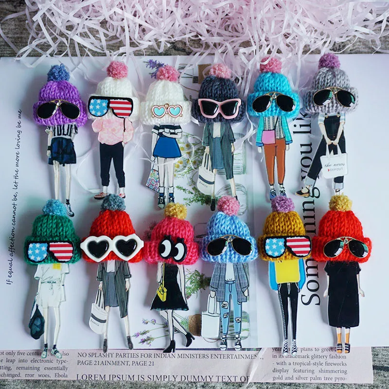 Набор женских брошей в подарочной коробке милые значки с большими очками модная