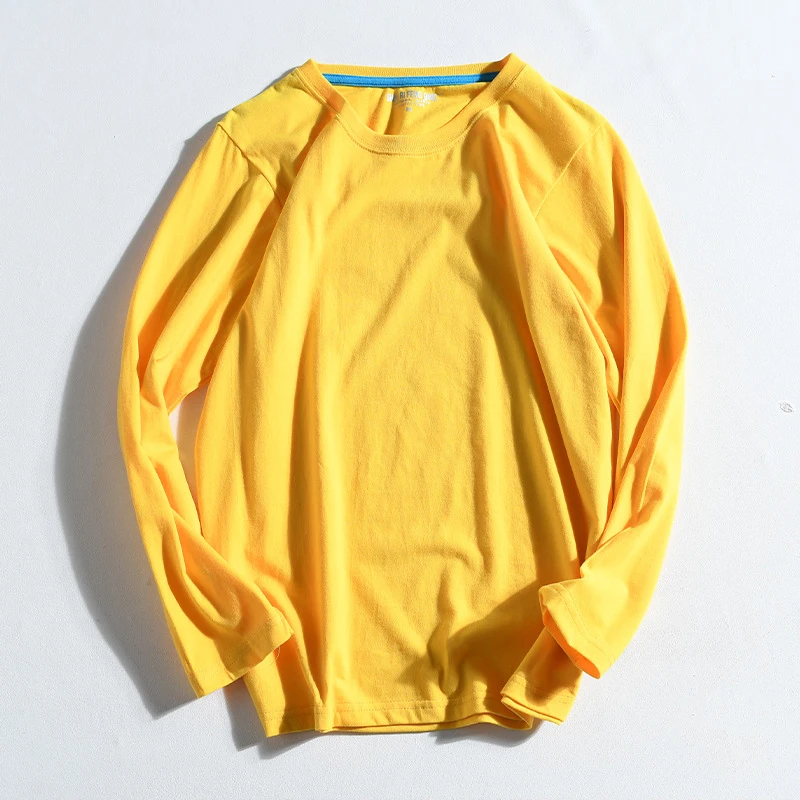 Мужская хлопковая футболка Повседневная с круглым вырезом и длинными рукавами