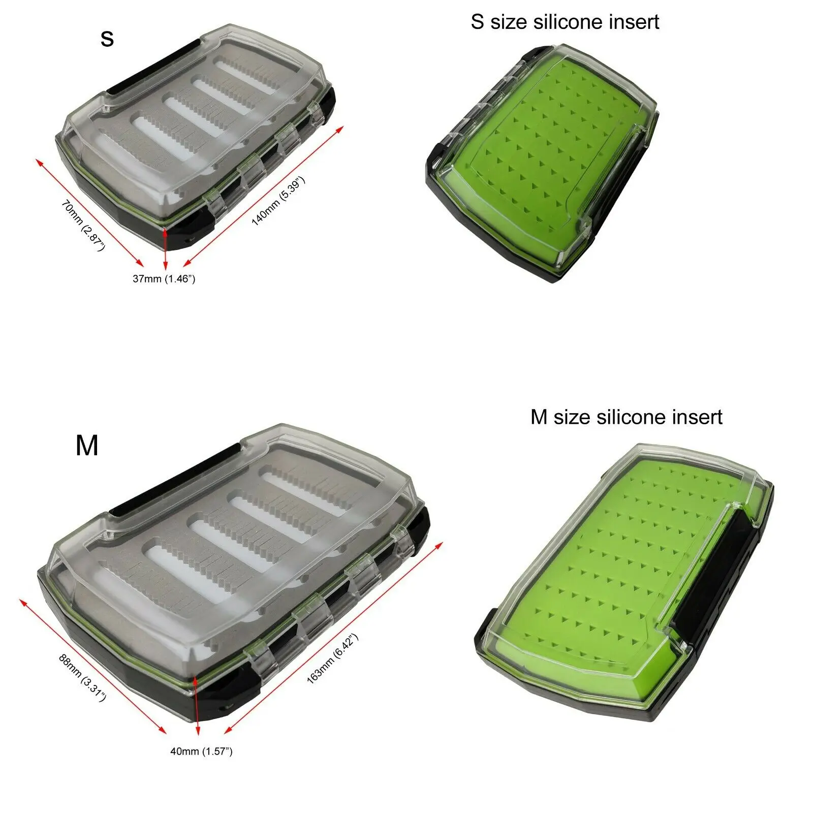 

Двухсторонняя Водонепроницаемая коробка для мух новой формы с пеной и силиконовой вставкой