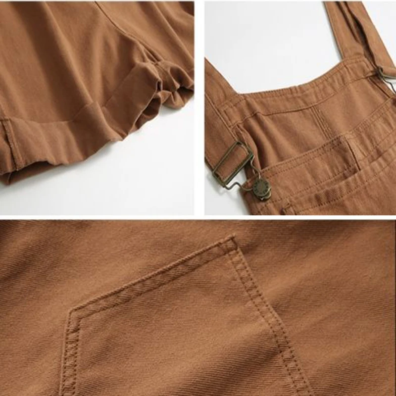 

Rompers Women Summer Feminine High Street Denim Pure Color Casual All-match Preppy Style Baggy Pockets Straight Hipster Mujer BF