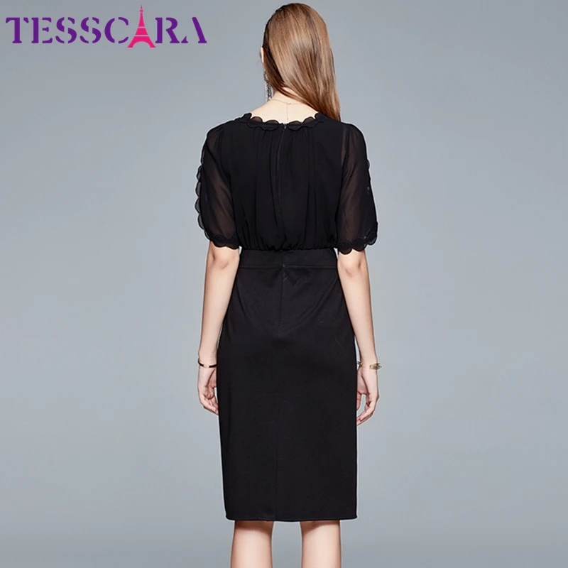 TESSCARA женское летнее элегантное шифоновое платье Festa высокого качества офисные