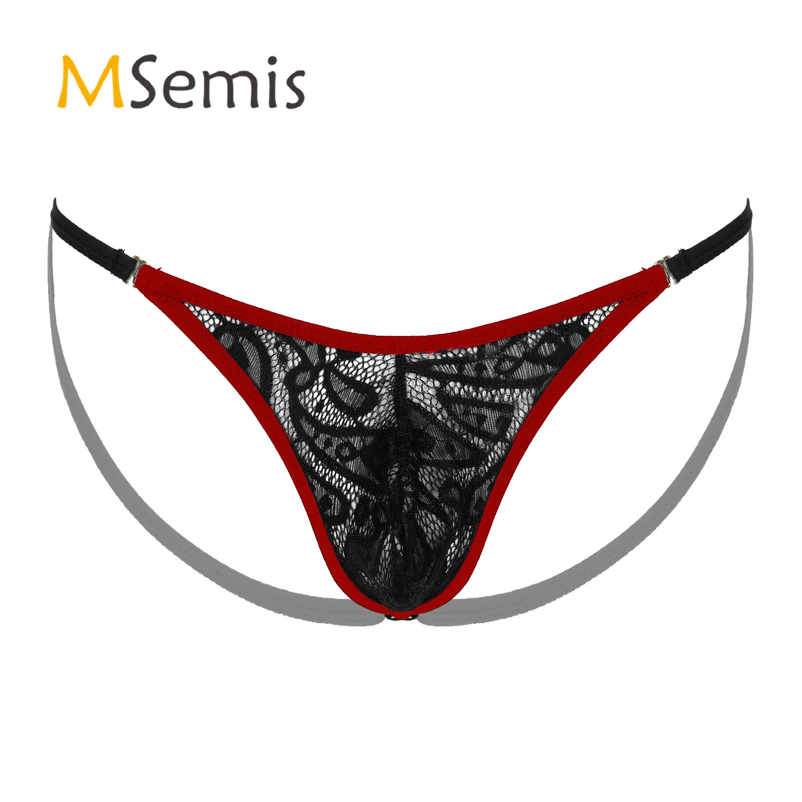 

Mens Lingerie Bulge Pouch Thongs Underwear Gay Male Sissy Panties T-back See-through Lace Low Waist Open Butt Sexy Underpants