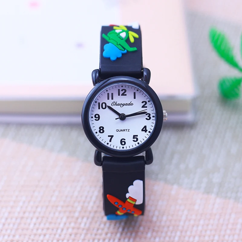 

new fashion children cartoon plane watches little kids boys girls toy watches for gifts students for school watches waterproof