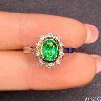 kjjeaxcmy fine jewelry 925 sterling silver inlaid natural emerald popular girl new gemstone ring support test chinese style