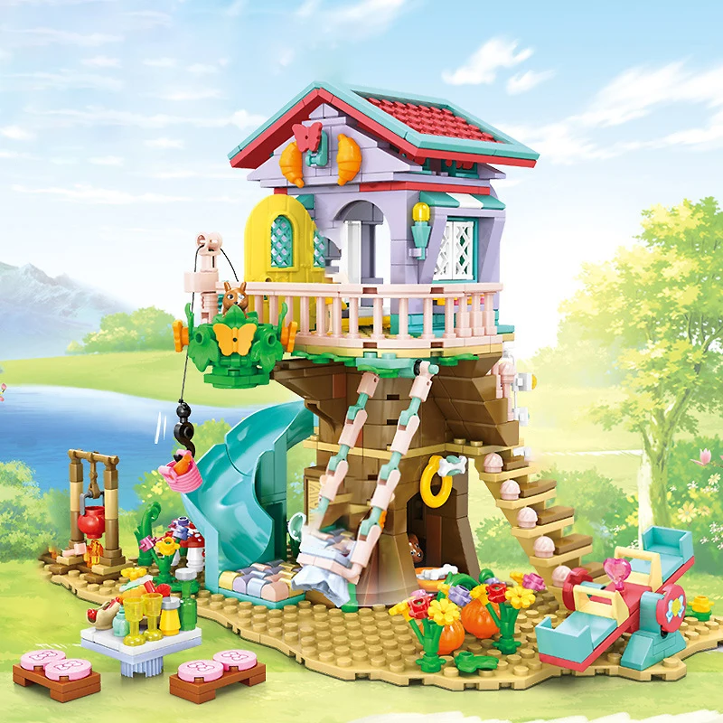 

648pcs Girls Tree House Zomer Jungle Camping Bouwstenen Building Blocks Bricks Friends 604029 with Figures Model Toys Xmas Gifts