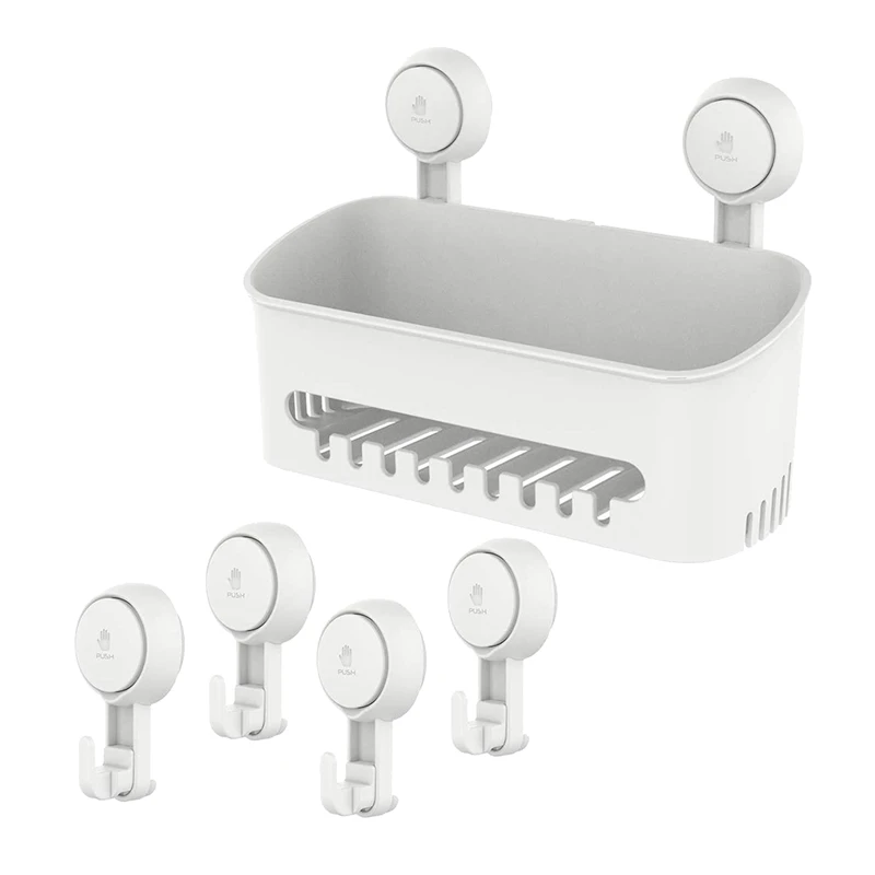 

Removable Suction Cup Storage Box and Hook, No Punching, Suitable for Bathroom and Kitchen