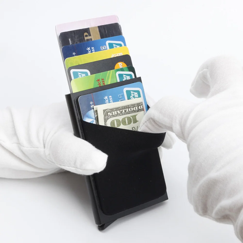 Кошелек в деловом стиле для мужчин держатели кредитных карт RFID Блокировка мини