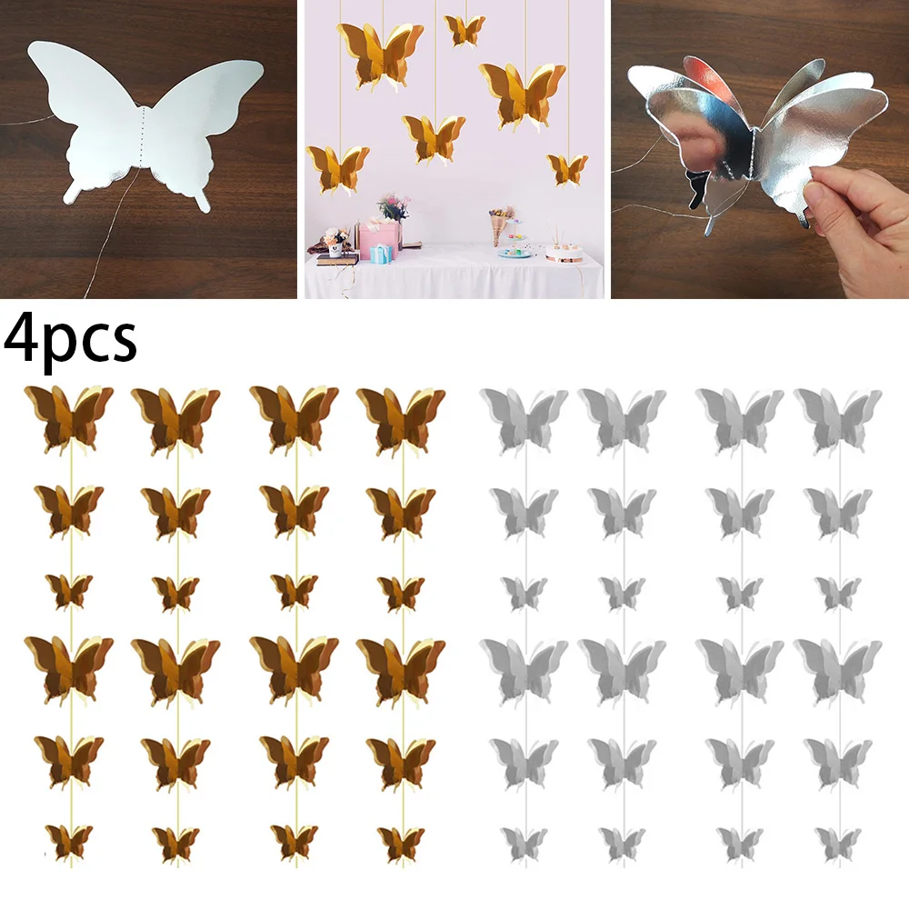 

2M Paper Garland Wedding Butterfly Hanging Party Banner 3d Decor Paper Garland Shower Room Decoration