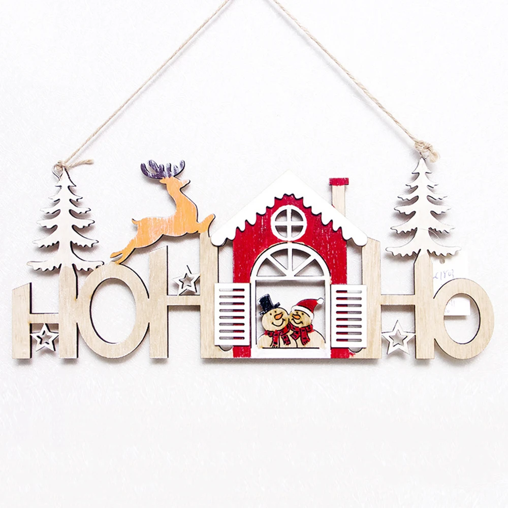 Натуральный деревянный настенный дверной подвесной орнамент Санта Клаус Олень