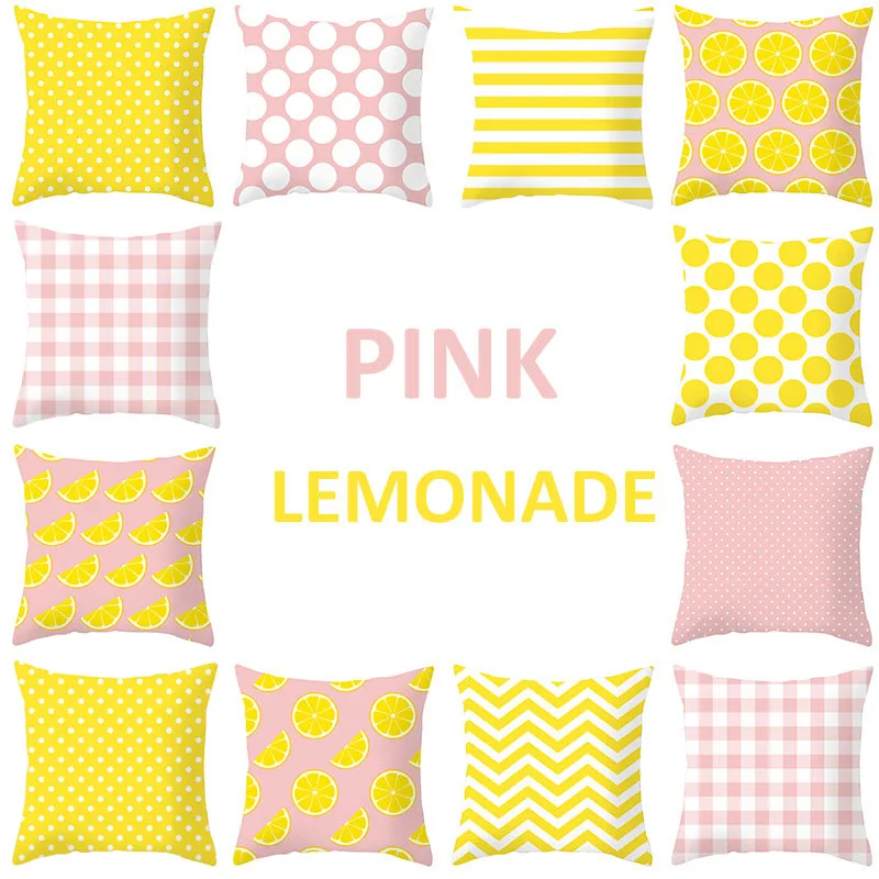 

Yellow Lemon Summer Cushion Cover Polyester Pink Pillowcover Decorative Sofa Cushions Throw Pillows Pillowcases Home Decor