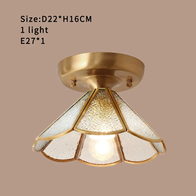 Чистое медное Золотое потолочное освещение E27 маленькие стеклянные потолочные