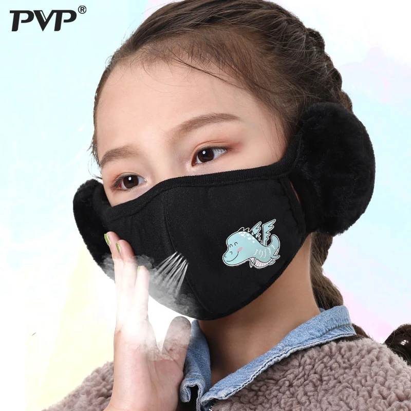 Мультяшная Защитная детская маска для рта Ветрозащитная против пыли зимние