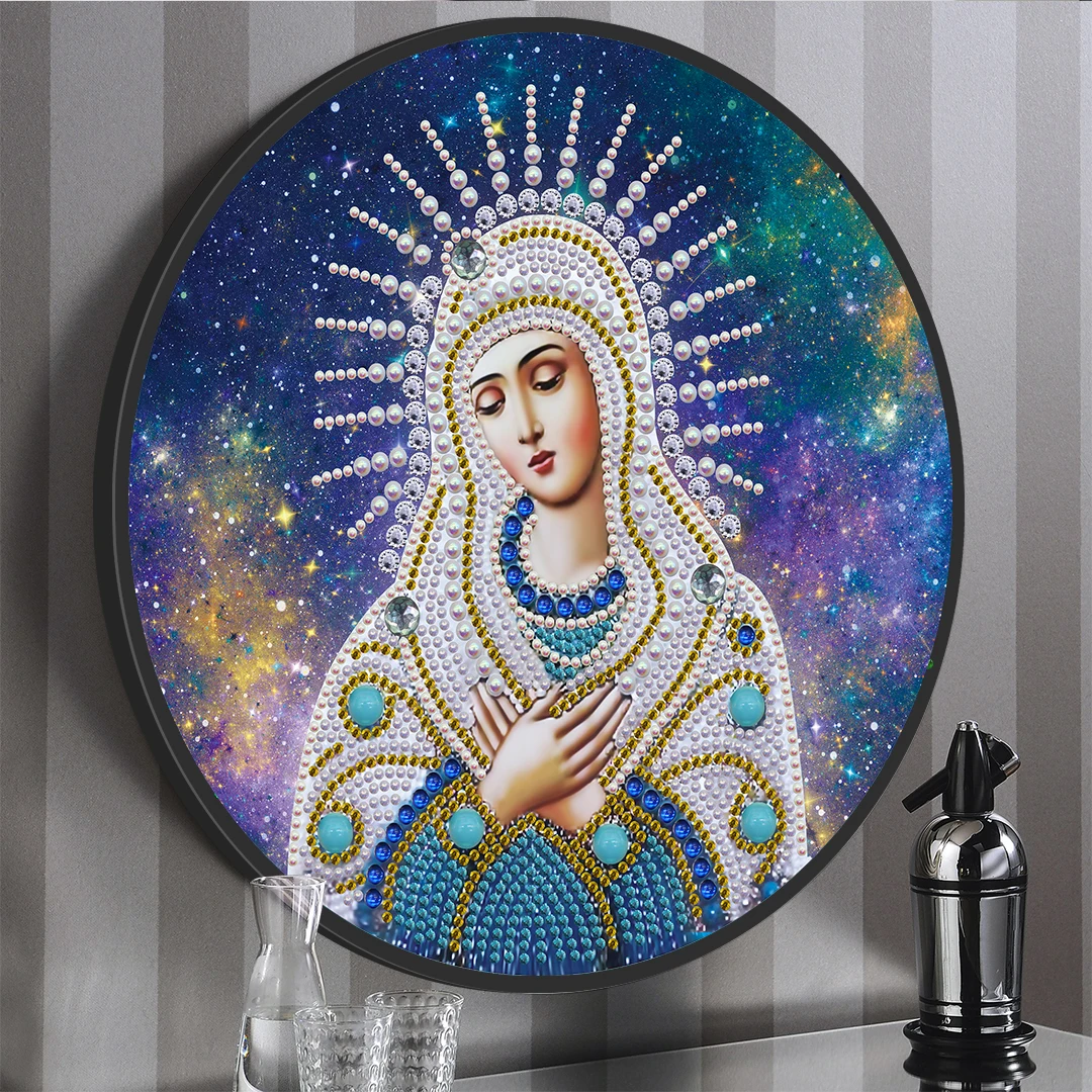 Shirliben Алмазная картина в круглой рамке, картина с кисточками, Фреска, полностью частичная картина в виде животного, павлина, совы, пейзажа, Алмазная мозаика с рамкой
