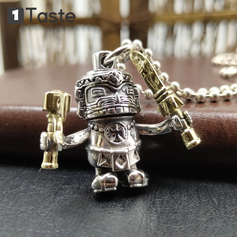 

ONE TASTE S925 Silver Thai Indian Statue Weapon Pendant For Unisex Fine Jewel Ethnic Necklace Pendant Without Chain Lovers Gift