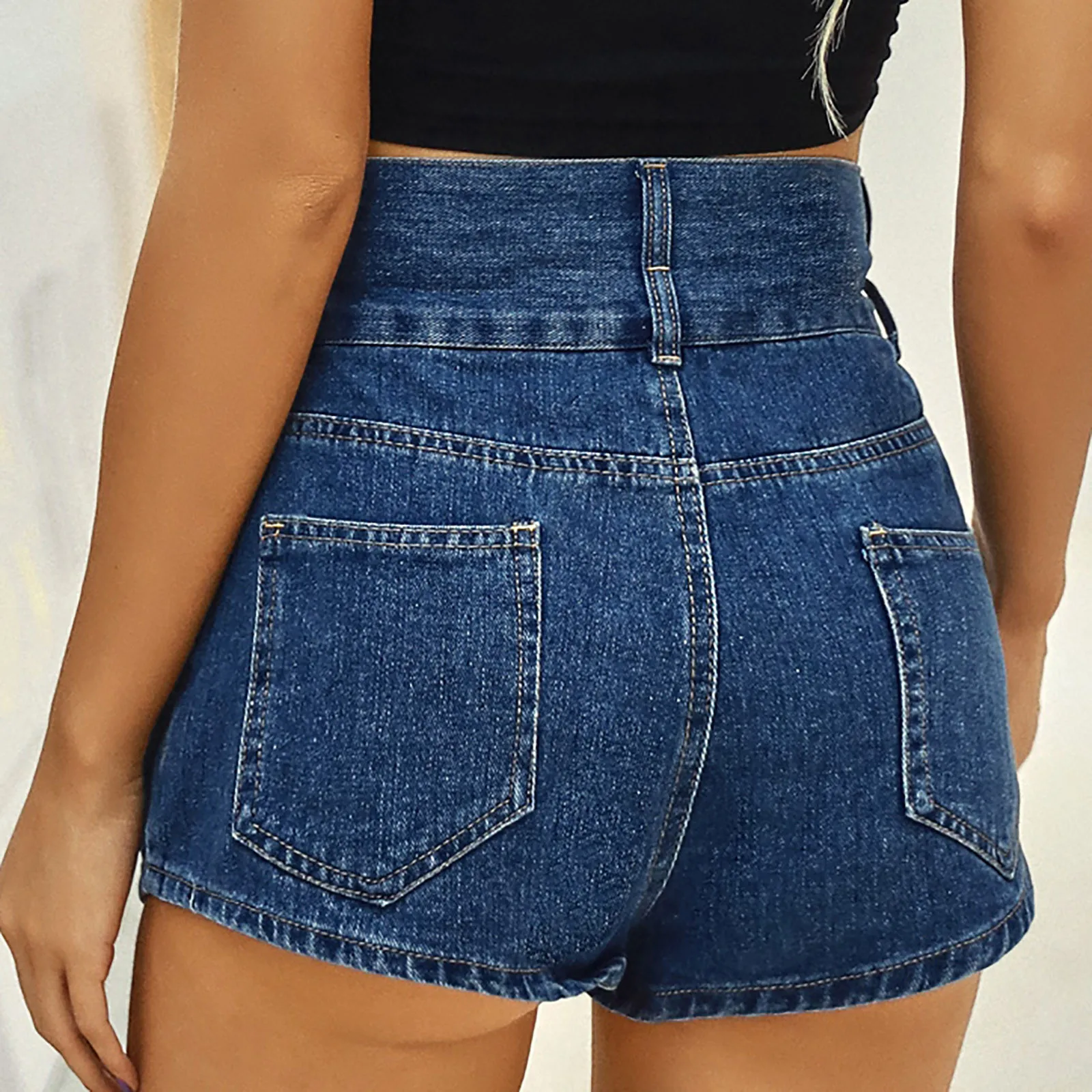 

2021 new high thin spring Leggings women's jeans fashion high waist button Straight Jeans Shorts SAGACE 2021