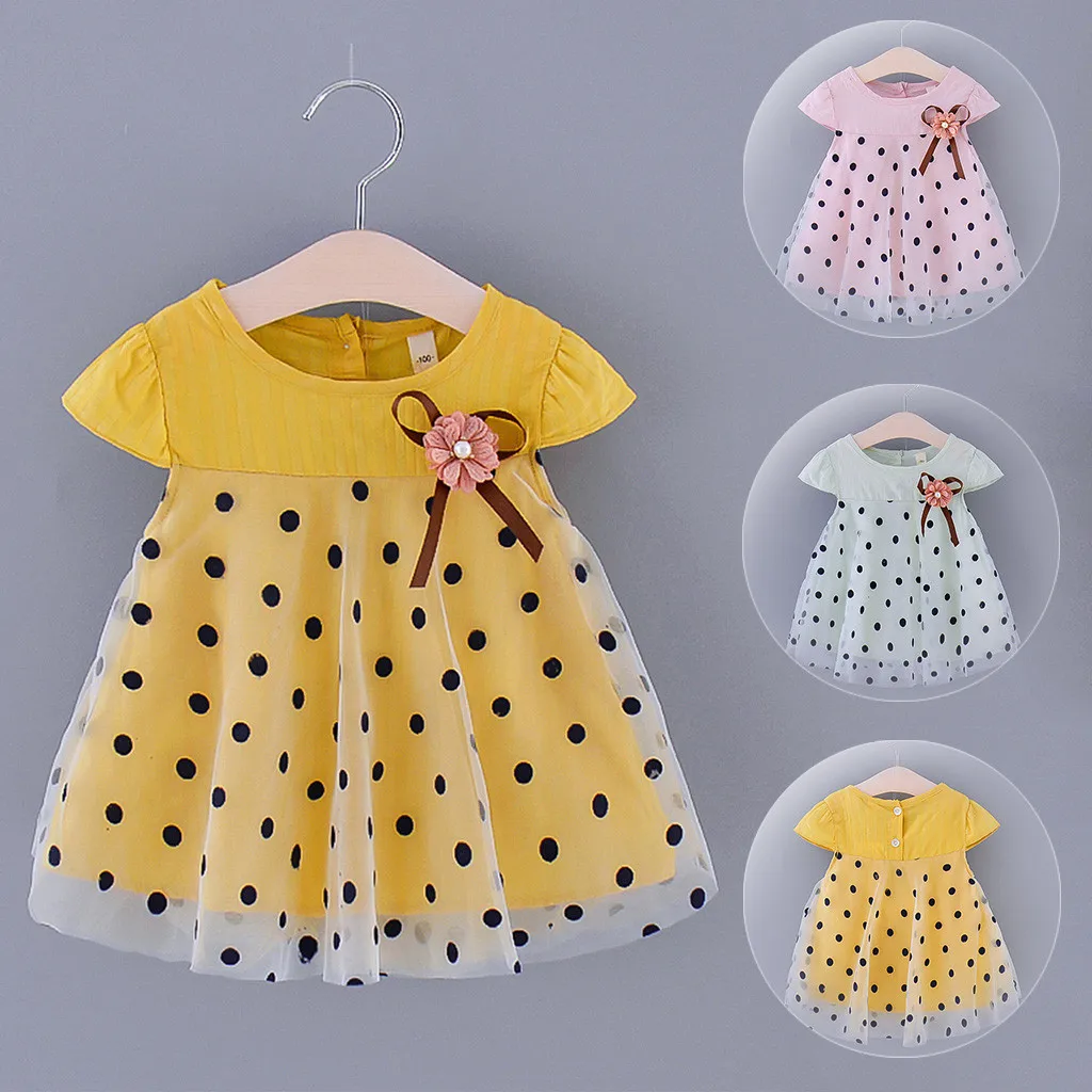 (3M-24M) женское модное летнее платье принцессы с волнистым принтом в горошек
