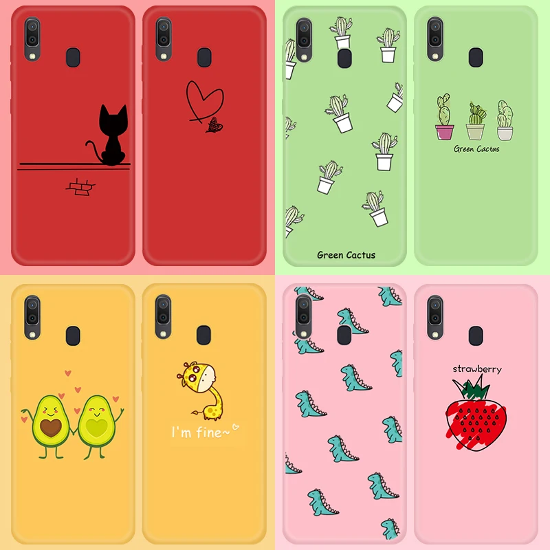 Милые чехлы с изображением авокадо динозавра сердца кактуса для Samsung Galaxy A40 A50 A60 A70