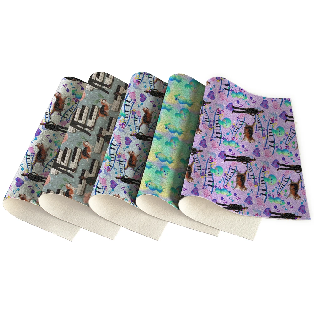 

Cartoon Anime Dog Fabric Synthetic Leather Litchi Printed For DIY Hair Bow Material 30X136CM