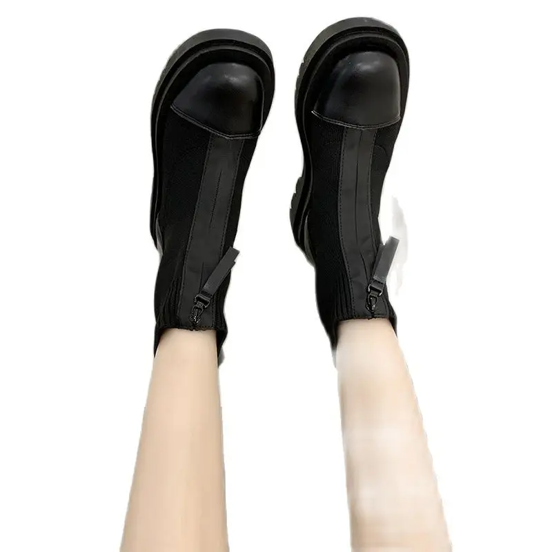 

Женские вязаные ботильоны на молнии, с круглым носком