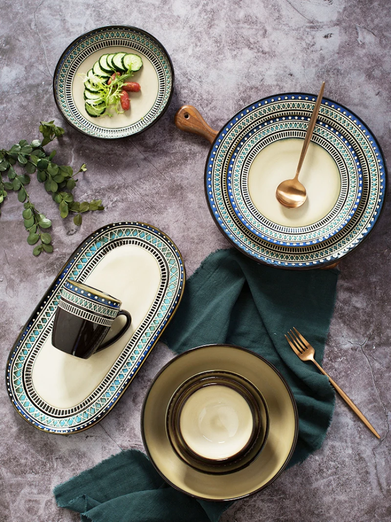 Европейская творческая столовая посуда в ретро стиле набор Глубокая Тарелка