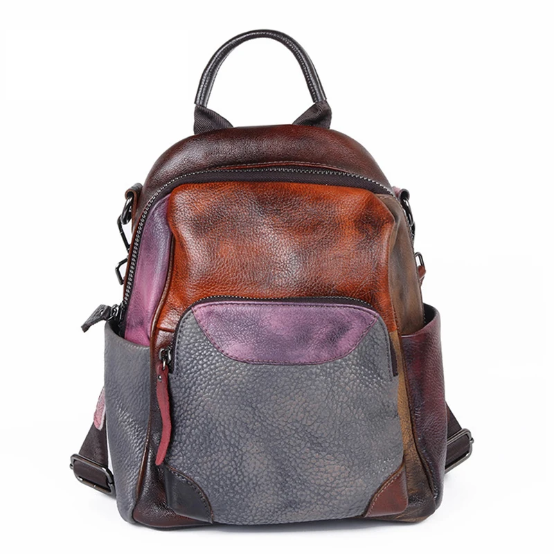 

Cowhide Retro Style Women Genuine Leather Backpack Small Packsack for School Female Student Casual Knapsack Bag Fashion Mochila