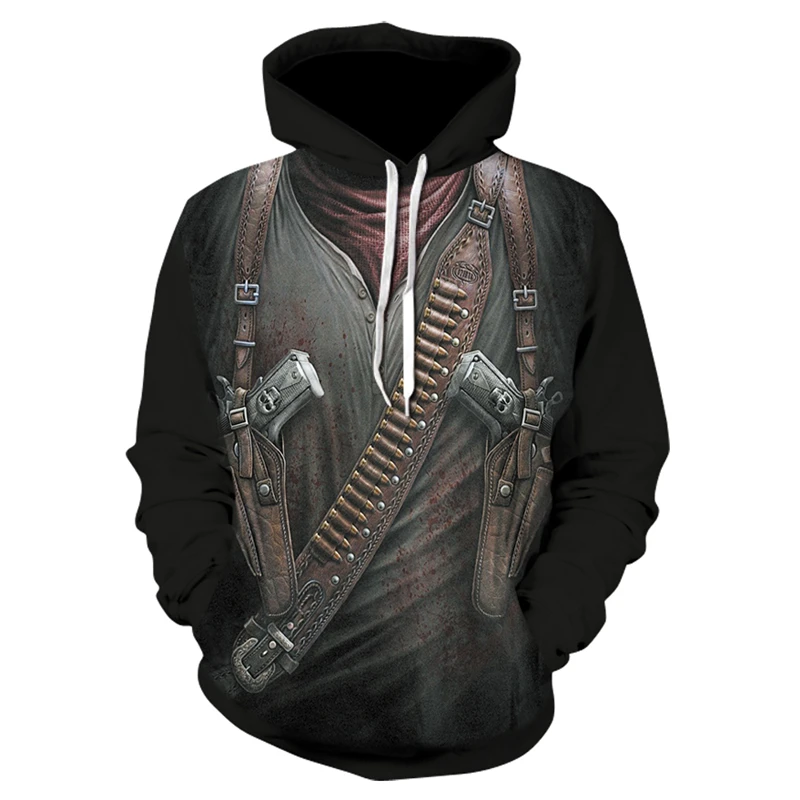 

Men's 3D printing hooded sweater creative mechanical style hoodie autumn and winter fashion hooded sweater pullover