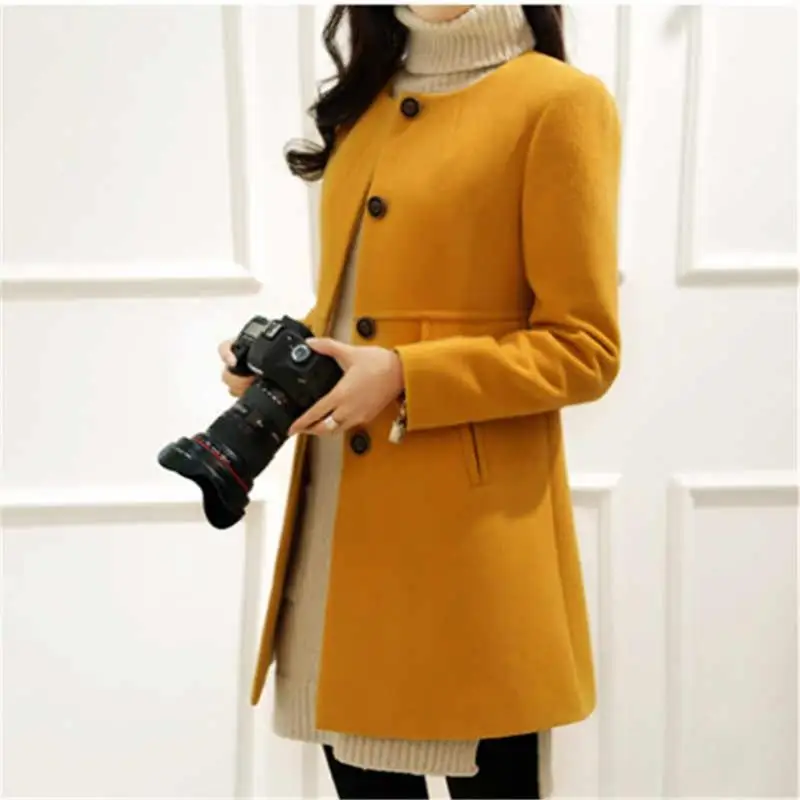 Однотонное пальто размера плюс А образное средней длины с длинным рукавом и