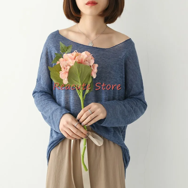 Женская тонкая трикотажная футболка с рукавом летучая мышь свободного