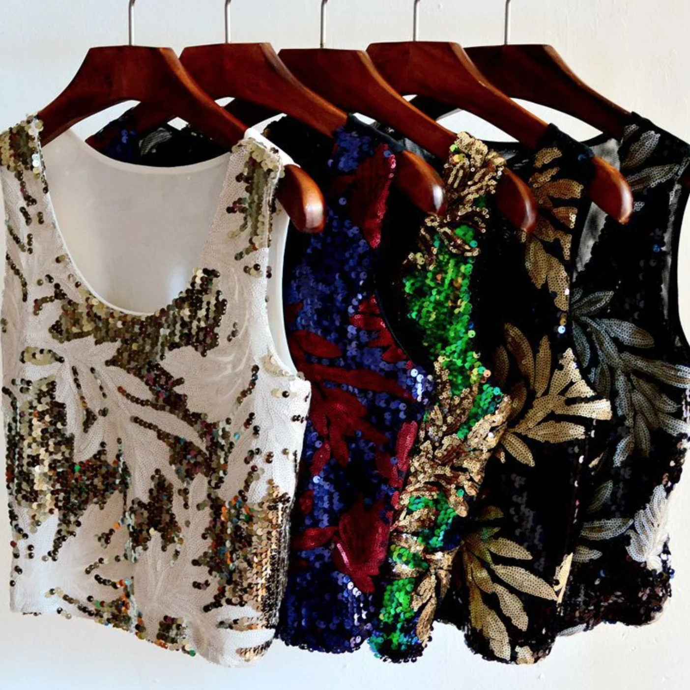 Женский винтажный топ с разноцветными блестками летний сексуальный короткий
