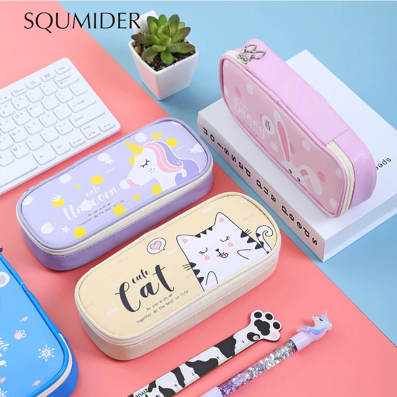 Чехол для карандашей 2021 SQUMIDER вместительный пенал из искусственной кожи
