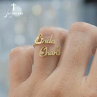 Индивидуальные матовые кольца с двойным именем, регулируемые женские свадебные кольца из нержавеющей стали, уникальные обручальные подарки