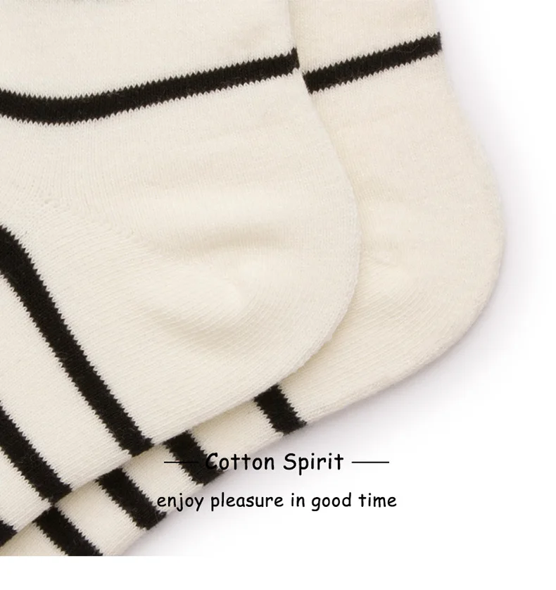 Women Men Solid Striped Cotton Sport Socks Ankle Socks Girls Unisex Ivory Base Black Stripes Winter Socks 5 pairs/ lot AL183SC