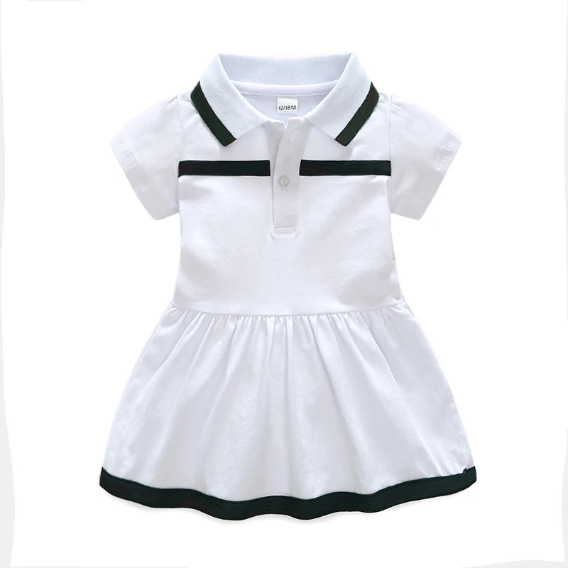 

summer Fashion white newborn baby girls clothes cotton lapel Ruched Knee-Length kids dresses for girls toddler christmas dress