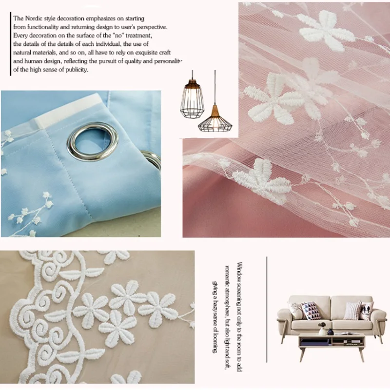 

Double-layer Embroidered Curtains for Windows Drapes Blackout Window Curtains for Living Room Kitchen Modern Tulle for Bedroom