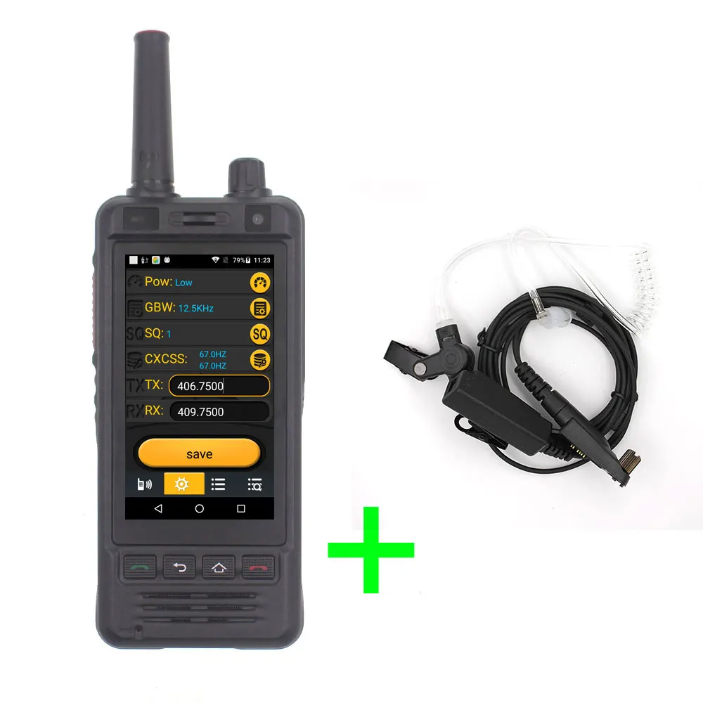 W5withearphone 3g Wifi радио W5 Android 6,0 телефон PTT радио IP67 UHF рация 5MP камера REALPTT ZELLO интернет радио POC трансивер - Цвет: W5withearphone
