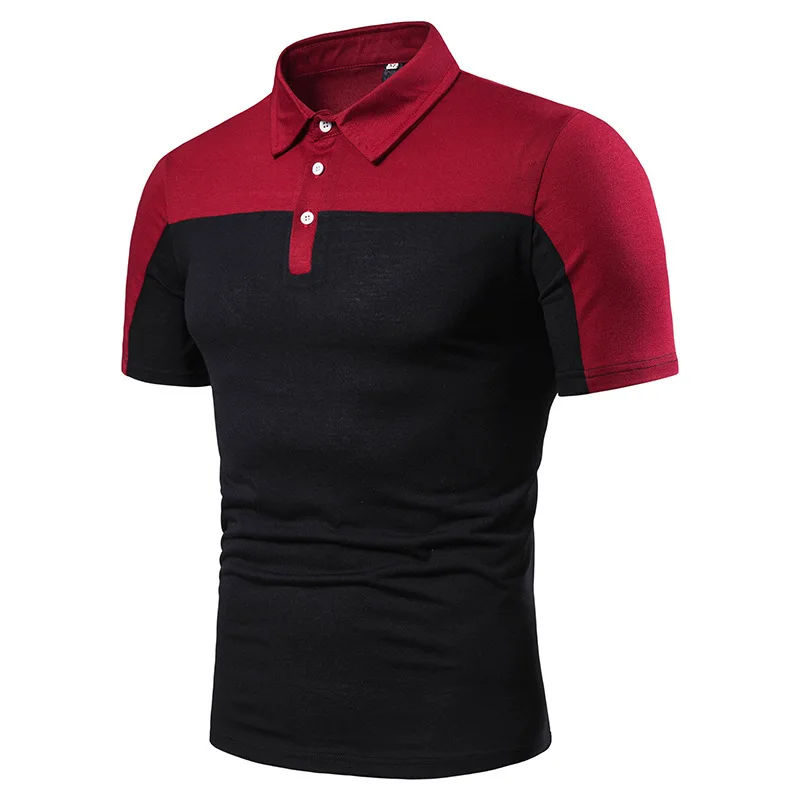 

Men's Wear Short Sleeve The Middle Of The Chest Two-tone Up And Down Split Joint Collocation Design Men's Short Sleeve