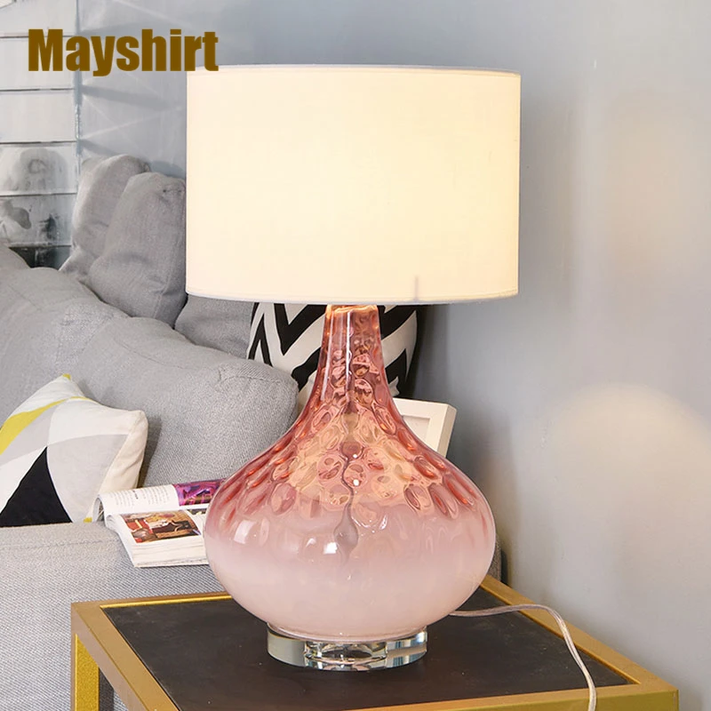 

Настольные лампы с розовыми кристаллами для гостиной, Современная Скандинавская прикроватная настольная лампа для спальни, розовая лампа ...
