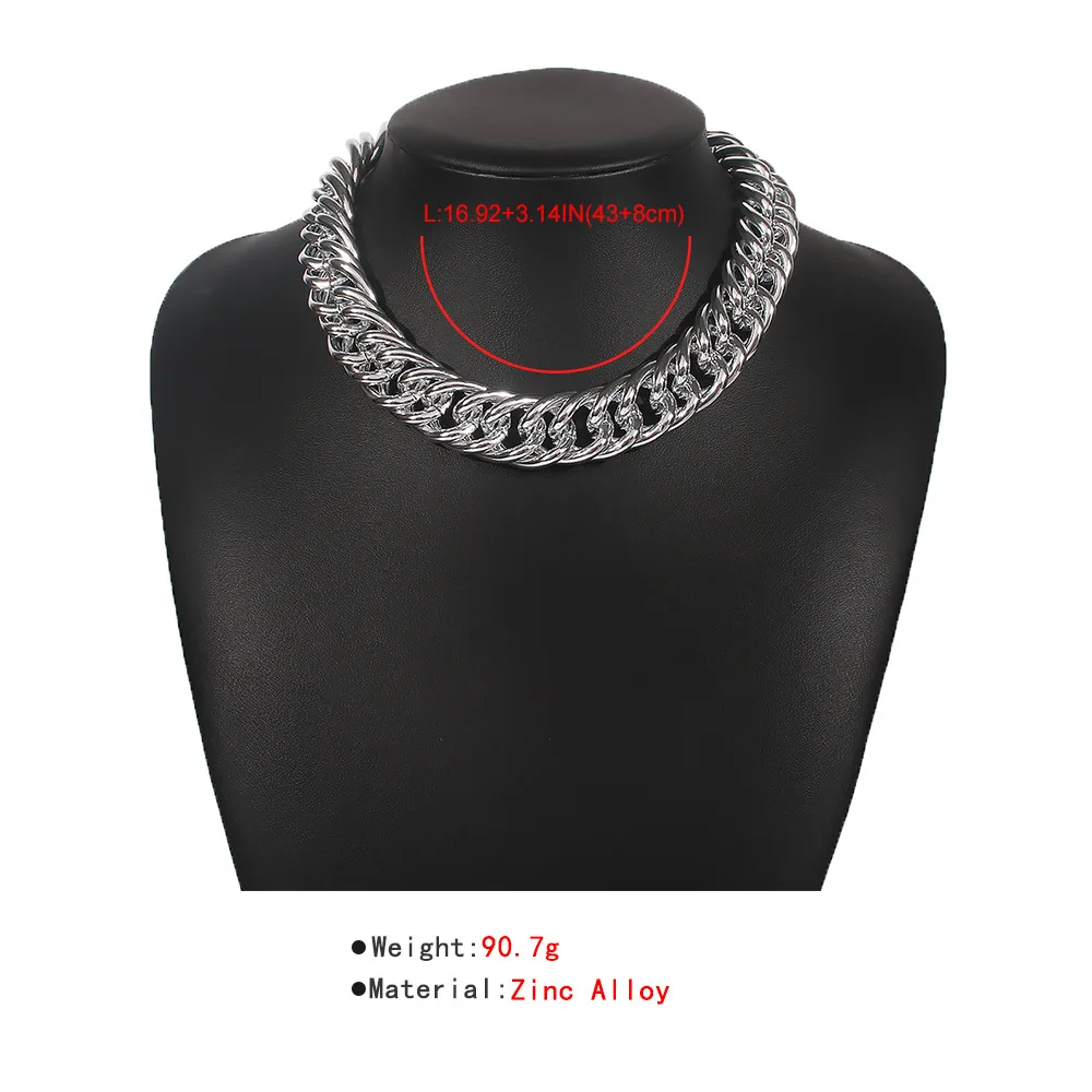 

Hip Hop Women/Men Choker Necklace Collar Punk Big Gold Color Thick Chain Necklace Women Chunky Link Necklace Jewelry