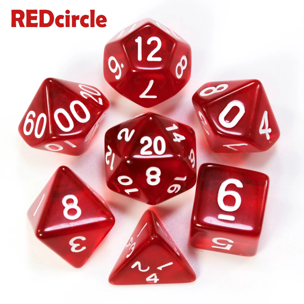 Высококачественный 1 набор из 7 сторонних игральных костей D4 D6 D8 D10 D12 D20 для