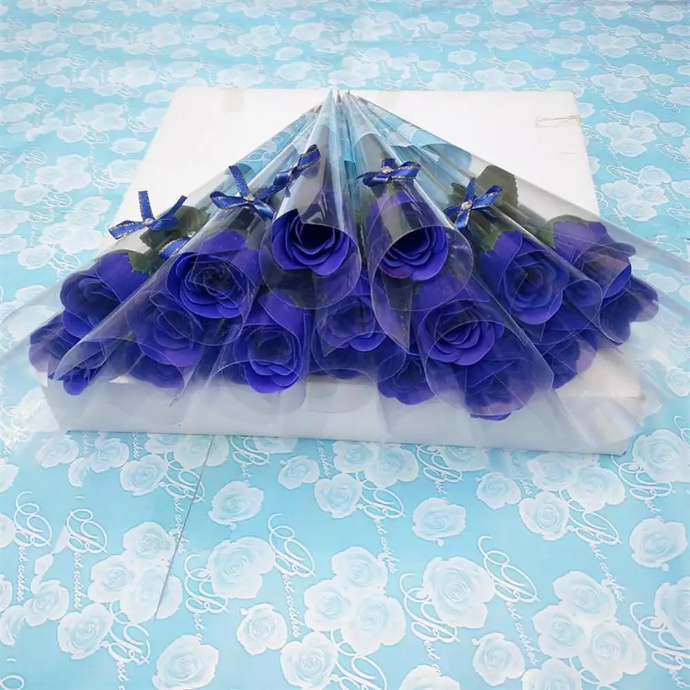 Creative 10 Pcs Single Stem Artificial Rose With Plastic Packaging Soap Made Flowers Valentine's Day Gift Birthday Party Decorat | Дом и