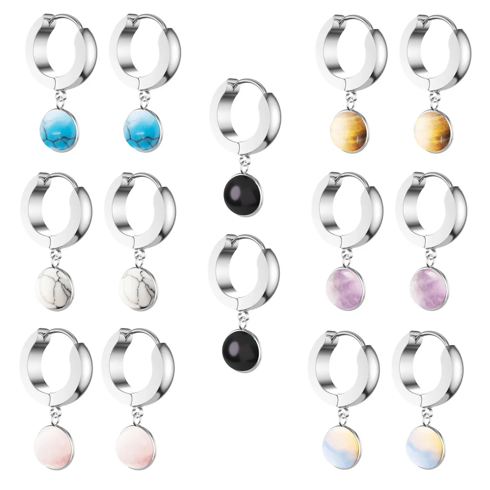 Серьги из нержавеющей стали ASHMITIA Винтажные висячие с камнем для мужчин женщин и