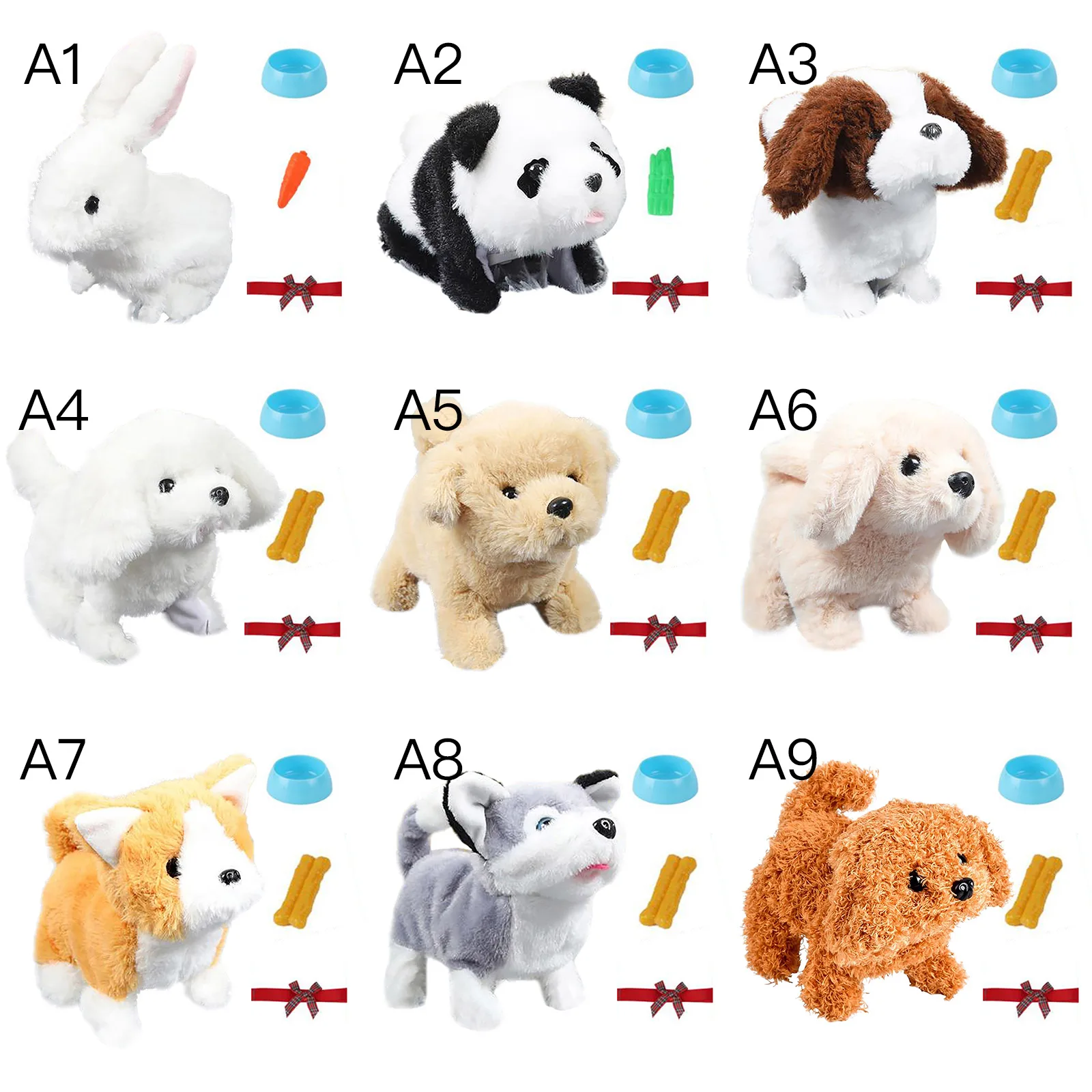 

Electric Toy Soft Realistic Teddy Dog Rabbit Plush Walking Glowing Barking Dog Funny Simulation Moving Plush Stuffed Doll Toys