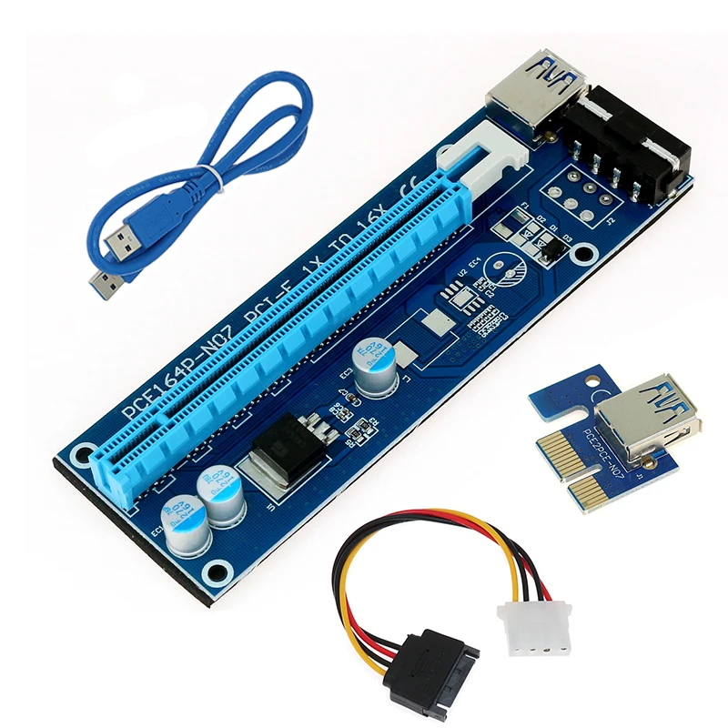 Оптовая продажа USB 3.0 PCI E Райзер Экспресс 1X 4x 8x 16x адаптер карта SATA 15pin штекер к 6pin