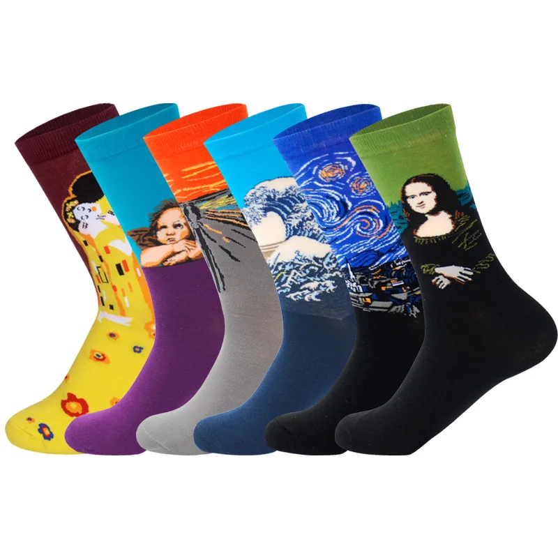 Lionzone Happy Socks женские носки больших размеров с фруктами и известными искусствами, дизайнерские носки хлопковые с забавным рисунком, уличная одежда, подарок для влюбленных