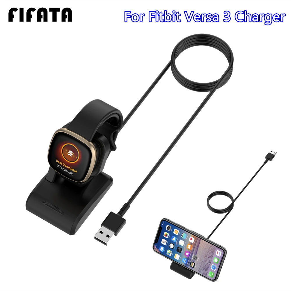 

FIFATA Fast Charger For Fitbit Versa 3 / Sense Smart Watch Charging Dock USB Power Cradle Charging Cable For Fitbit Sense Versa3