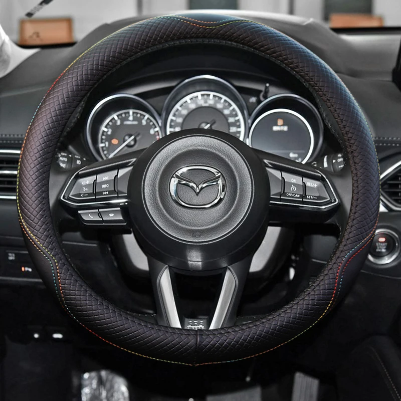 

Four seasons universal leather car steering wheel cover for Mazda 3/6 CX-5 CX-3 CX-4 Atenza