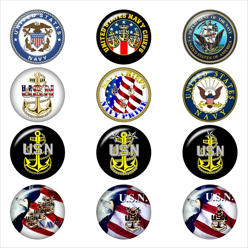 

NAVY chief USN Round photo glass cabochon demo flat back Making findings 12mm/18mm/20mm/25mm A6399